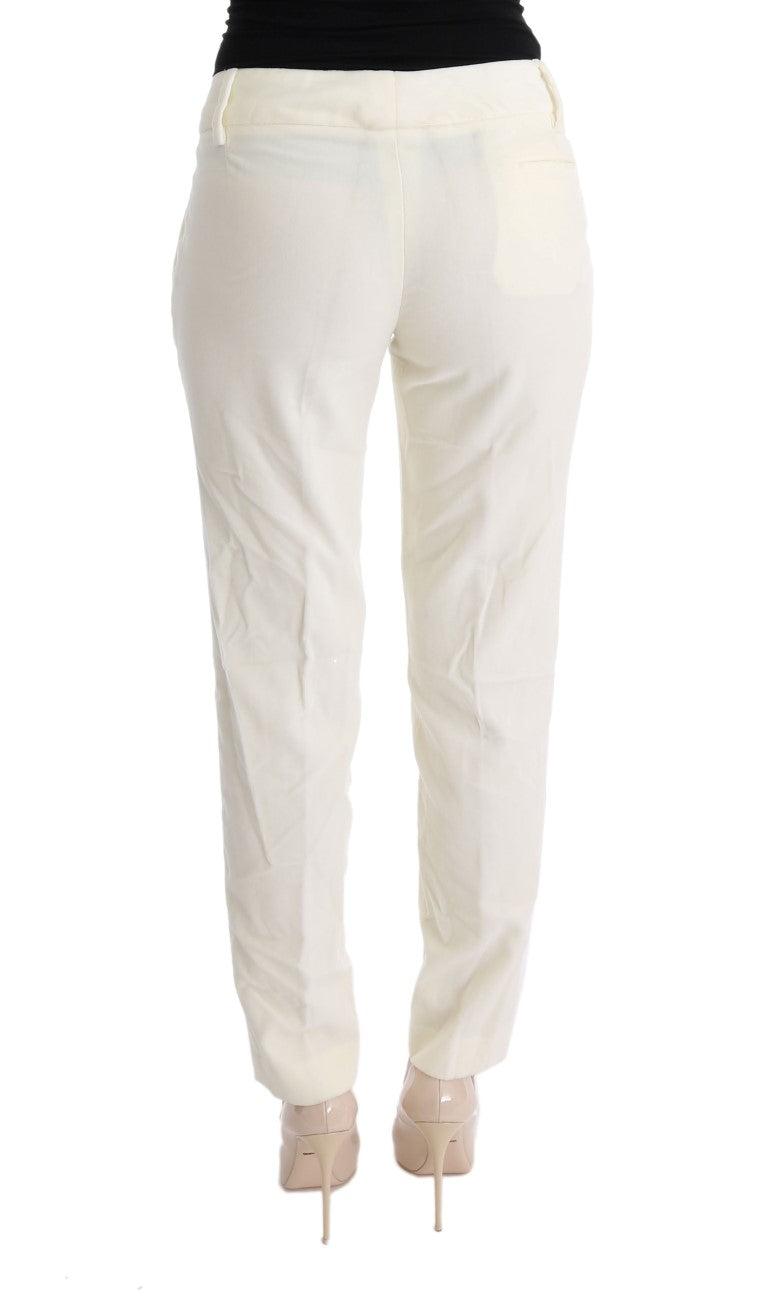 Ermanno Scervino White Cotton Regular Fit Casual Trousers
